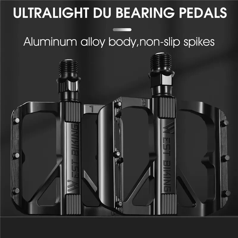West Biking 9/16 Bicycle Pedals DU Bearing Aluminum Bicycle Pedals in Black