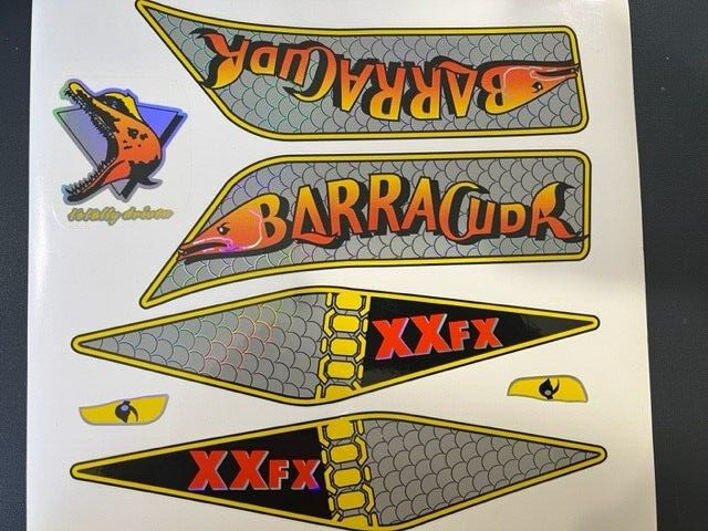 ! ORIGINAL FACTORY BARRACUDA STICKER SET AS SHOWN FOR XXFX VINTAGE MTN BIKE