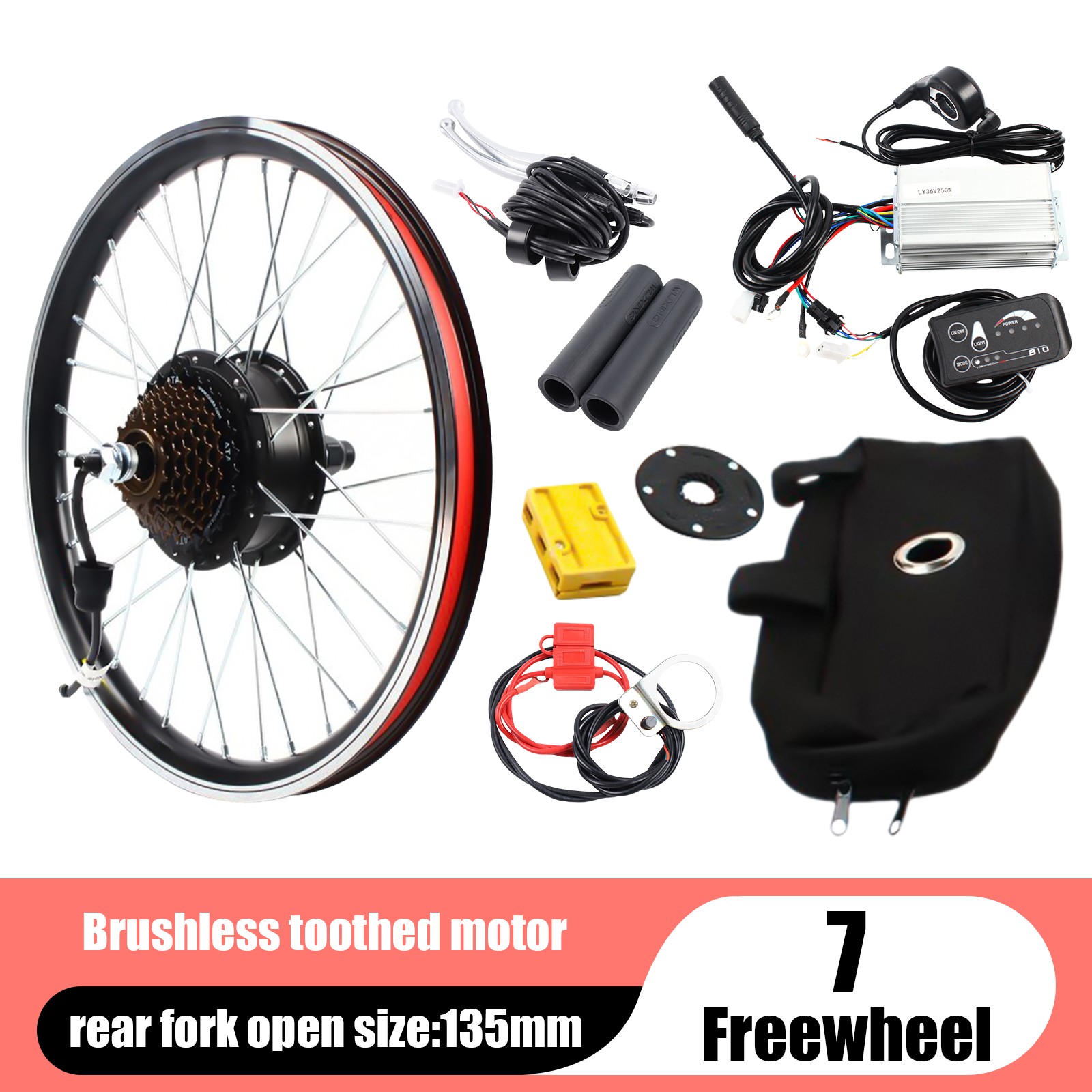 20 Inch Rear Wheel Electric Bicycle Hub Motor Conversion Kit 36v 250w E-bike