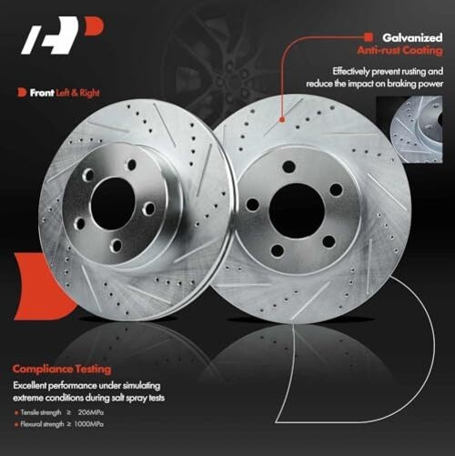 12.01 inch (305.05mm) Disc Brake Rotors Compatible Front Drilled and Slotted