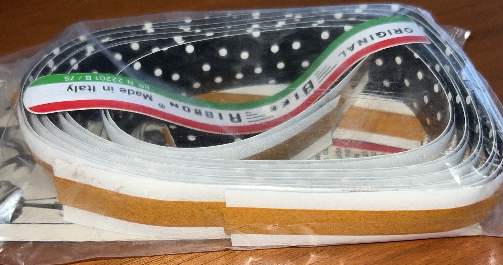 NEW/NOS Vintage Ambrosio Bike Ribbon Handlebar Tape – Black/White Polka Dot