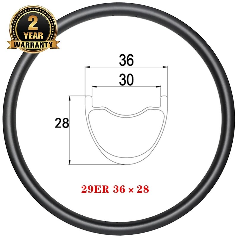 29er Mountian Bike Rims Carbon Tubeless Clincher Bicycle Wheel 28 32 36H 36x28mm