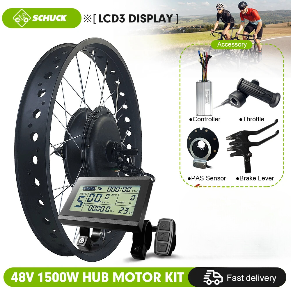 48V 1500W Snow E-bike Fat Brushless Gearless 20 24 26inch Rear Rotate Hub Motor
