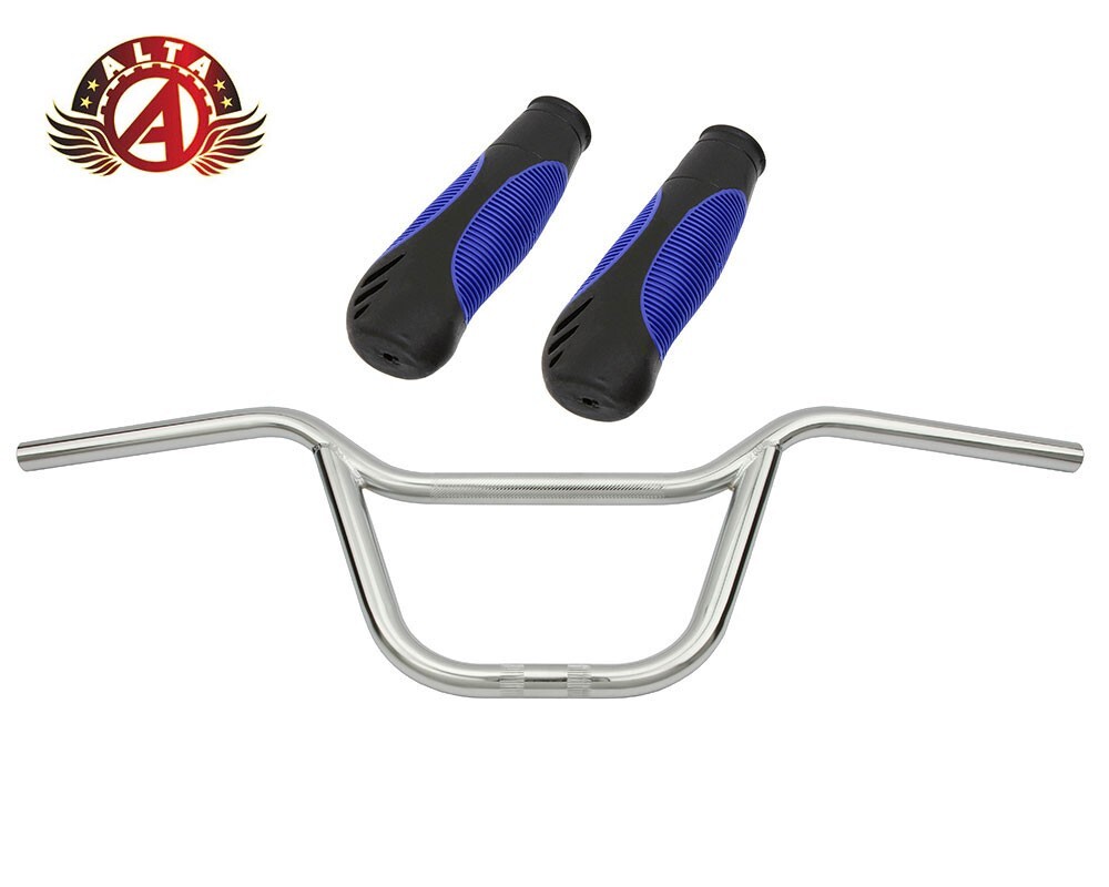 ALTA U-Bar Old School Classic Chrome Handlebar W/ 135MM SPORTY ERGONOMIC GRIPS.