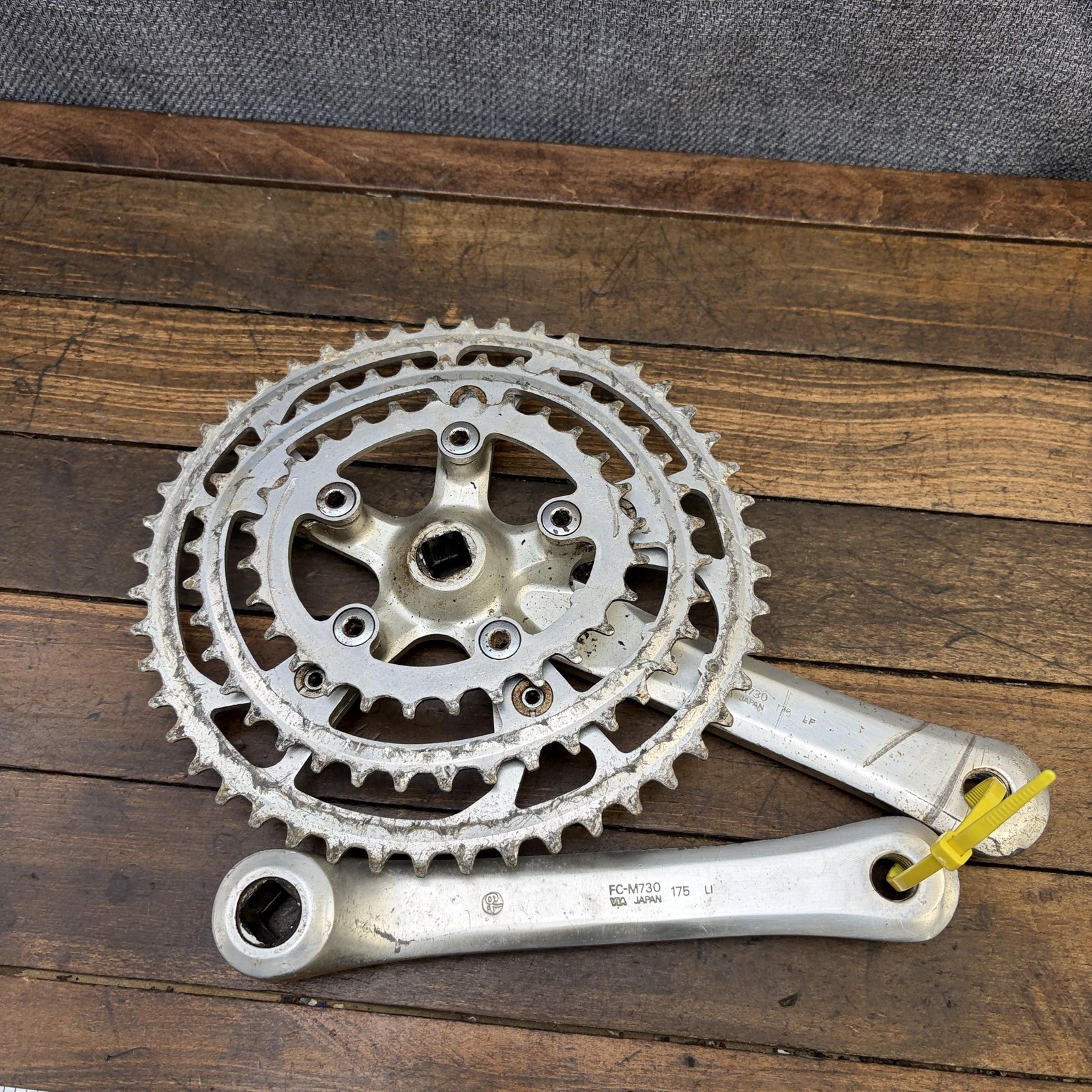 Vintage Shimano Deore XT FC-M730 Crankset 175mm 110 BCD Triple Biopace MTB Japan