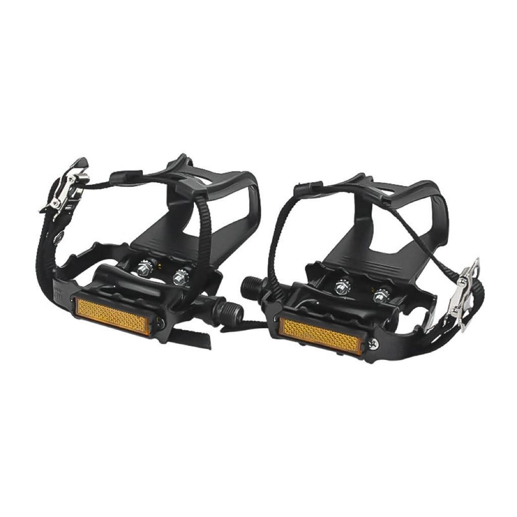 Bike Pedals With Toe Cages And Straps Universal Fit Bicycle 9/16 Inch Black