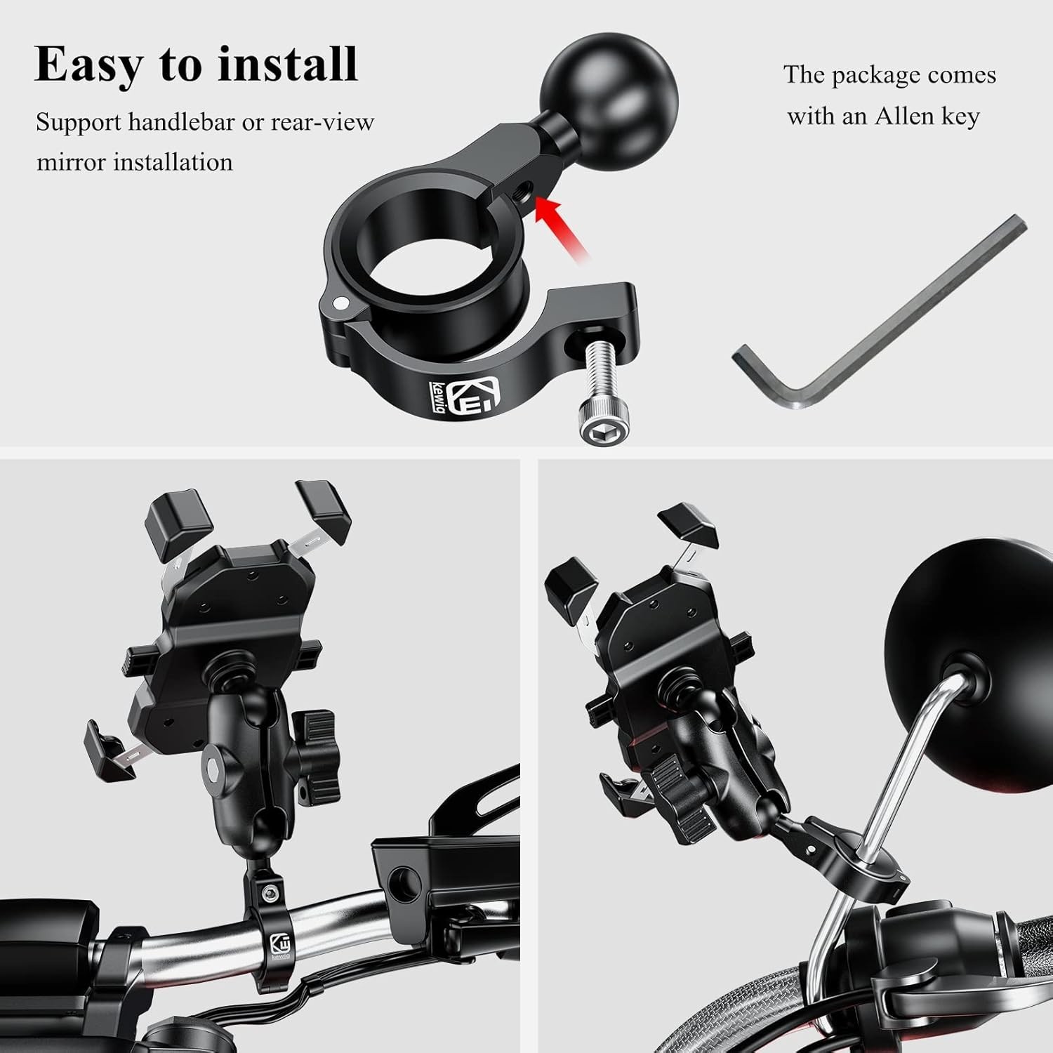2 Pack, Aluminum Alloy Handlebar Mount Base with 1» TPU Ball | Compatible wi…