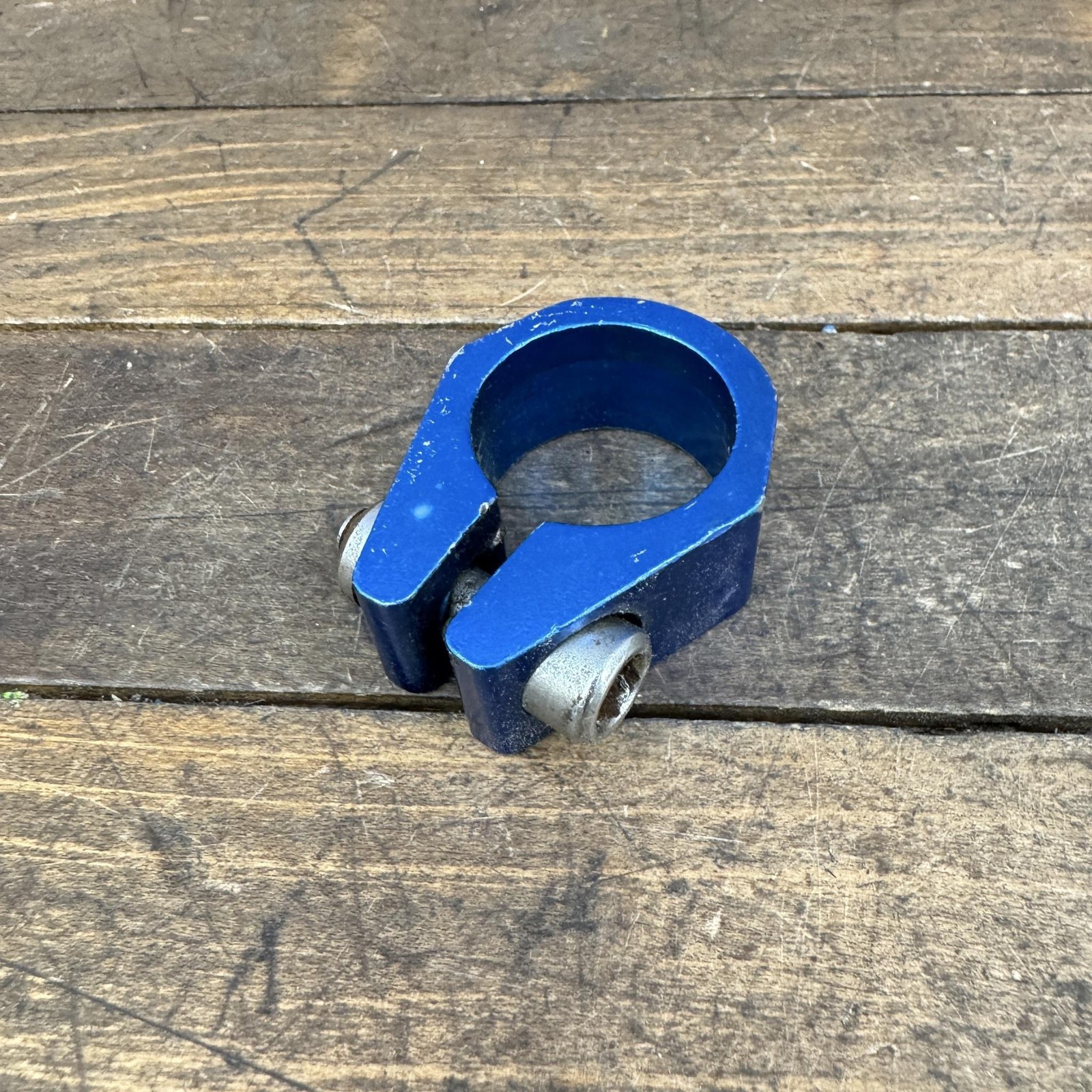 Old Schoo BMX Seatpost Clamp 28.6mm Blue Alloy Bolt-Only BMX Bike Part