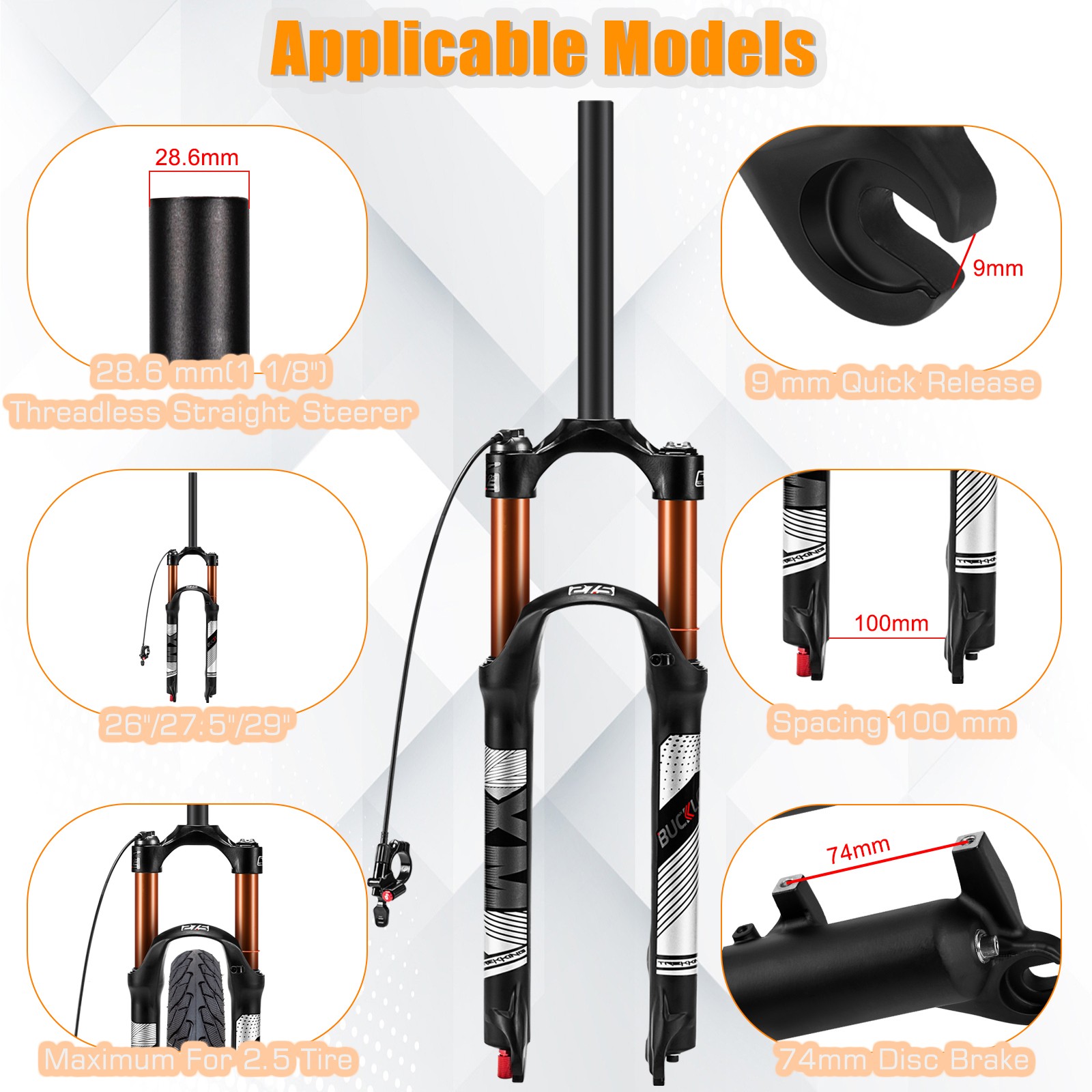 BUCKLOS For Suntour XC Air Fork MTB Bike 26/27.5/29″ Remote/Manual 100mm/120mm