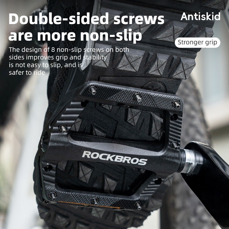 ROCKBROS MTB Bicycle Flat Pedals with Reflectors Nylon 9/16″Lightweight Platform