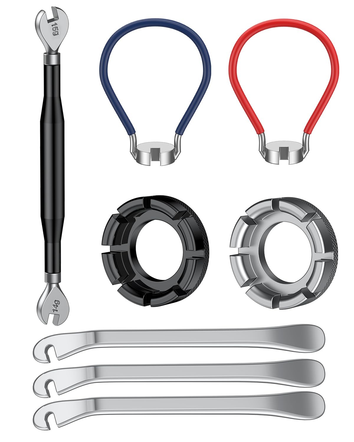 8 Pcs Bike Spoke Wrenches Tool Kit Bicycle Repair Tool Set Silver Pro New Art