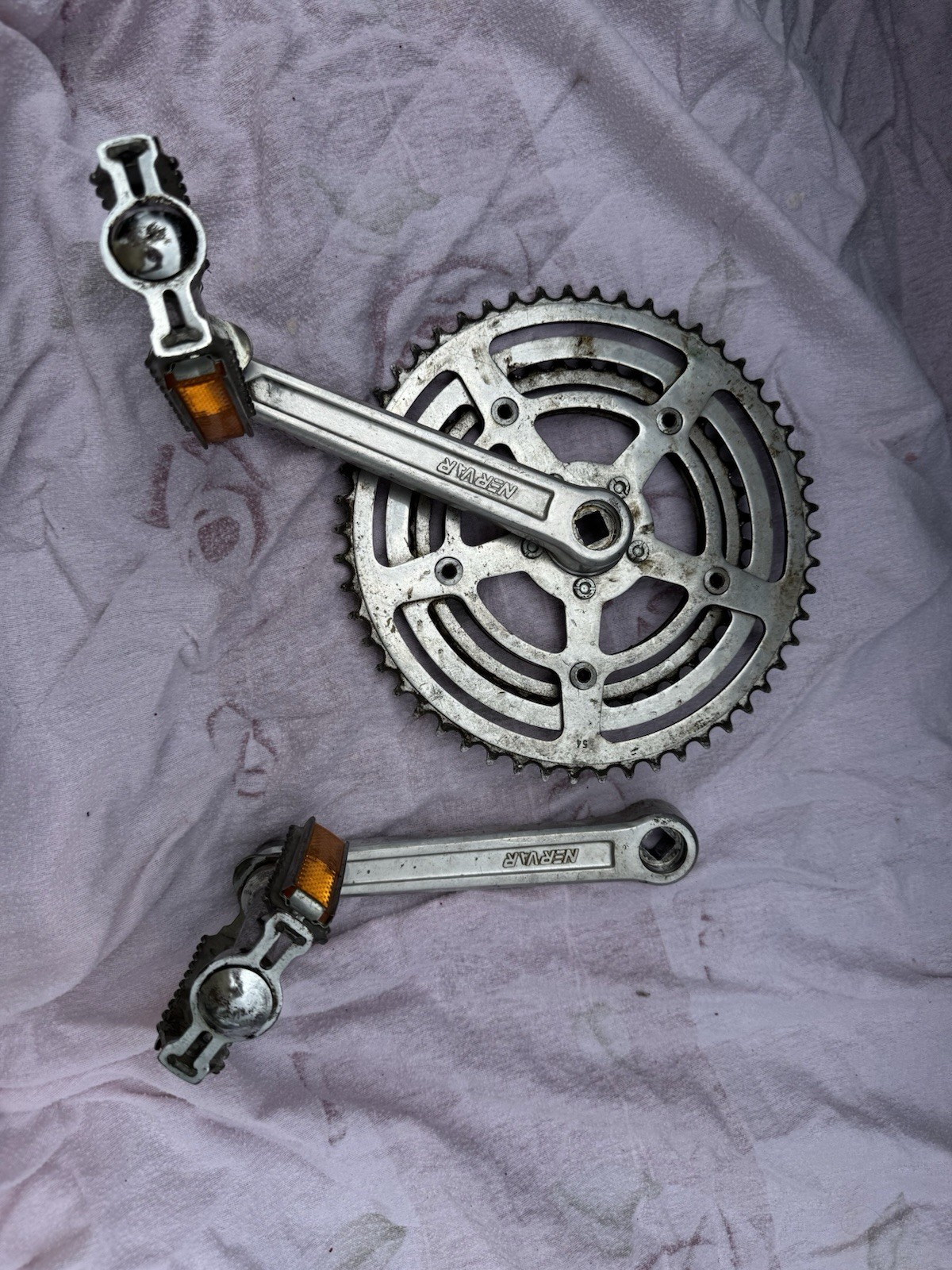 Nervar Crankset Square Taper 170 54/40 50.4 BCD Schwinn Vintage Bicycle Touring