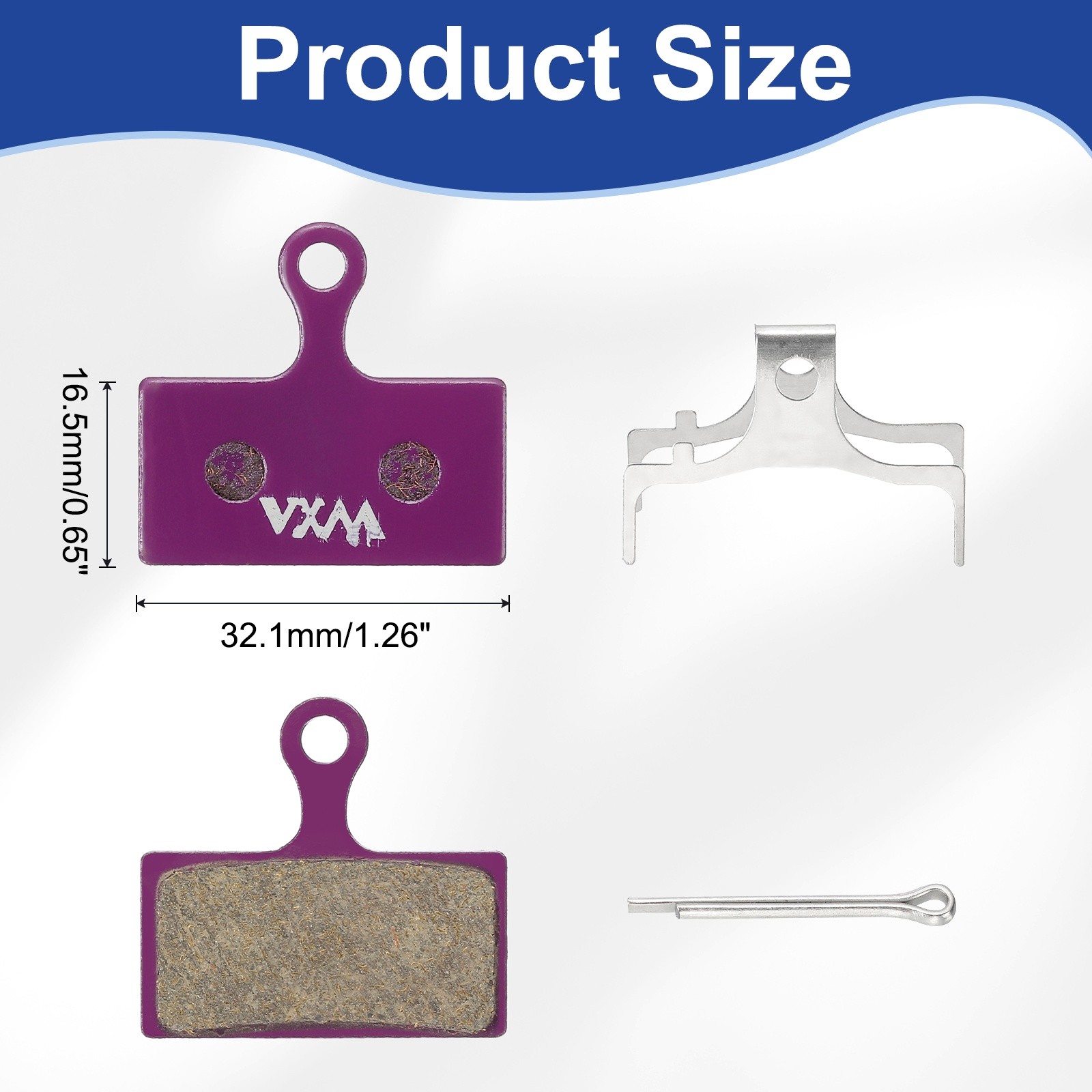 2set Disc Brake Pad 1.26″ x 0.65″ Bike Brake Pads with Spring and Pin, Purple