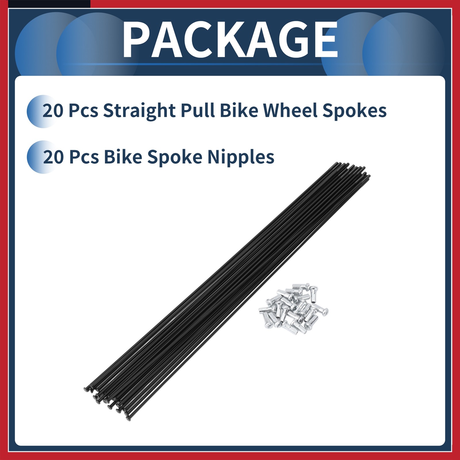 20Set 14G Straight Pull Bicycle Spokes 267mm Straight Pull Bike Wheel Spokes