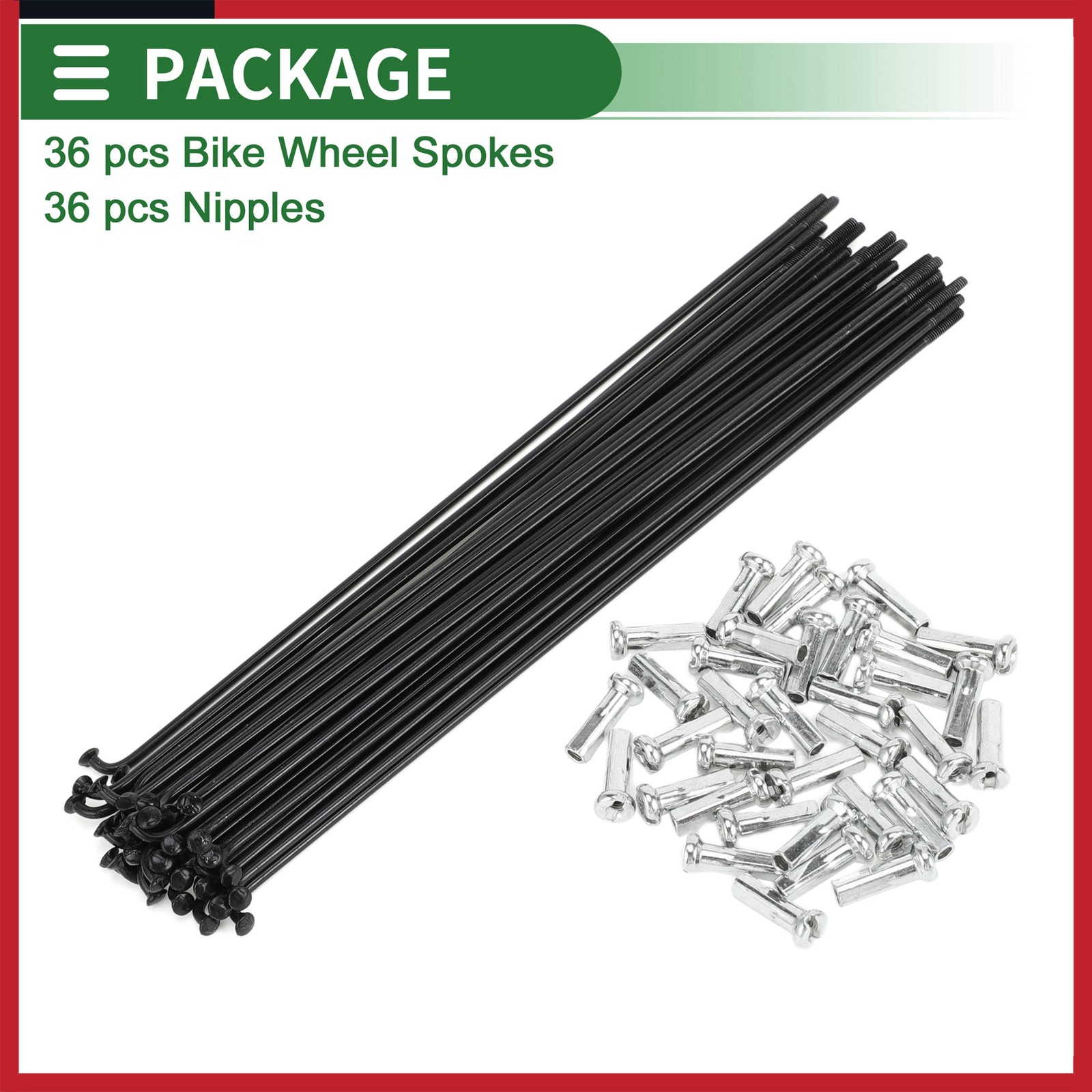 1 Set 14G 225mm Length Bicycle Spokes Nipple Carbon Steel Black Universal New