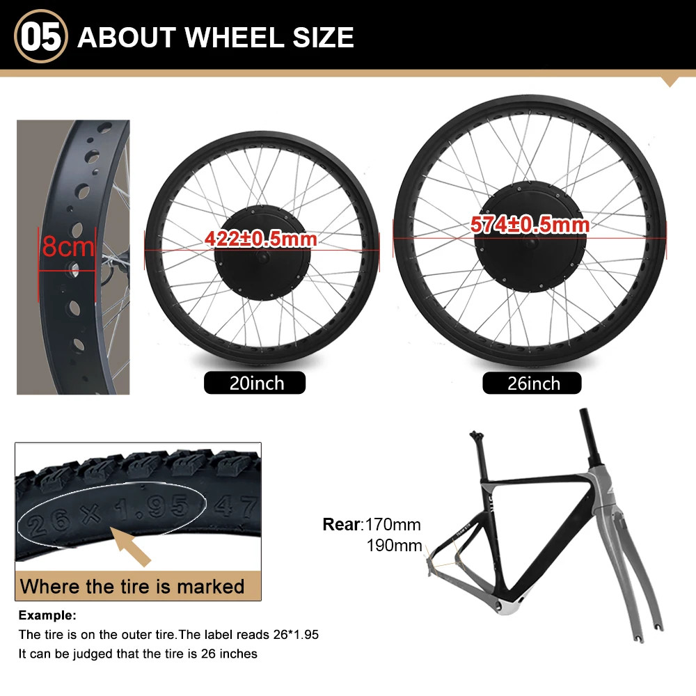 Electric Bicycle Conversion Kit 48V 1000W Rear Cassette 20/24/26er*4.0″