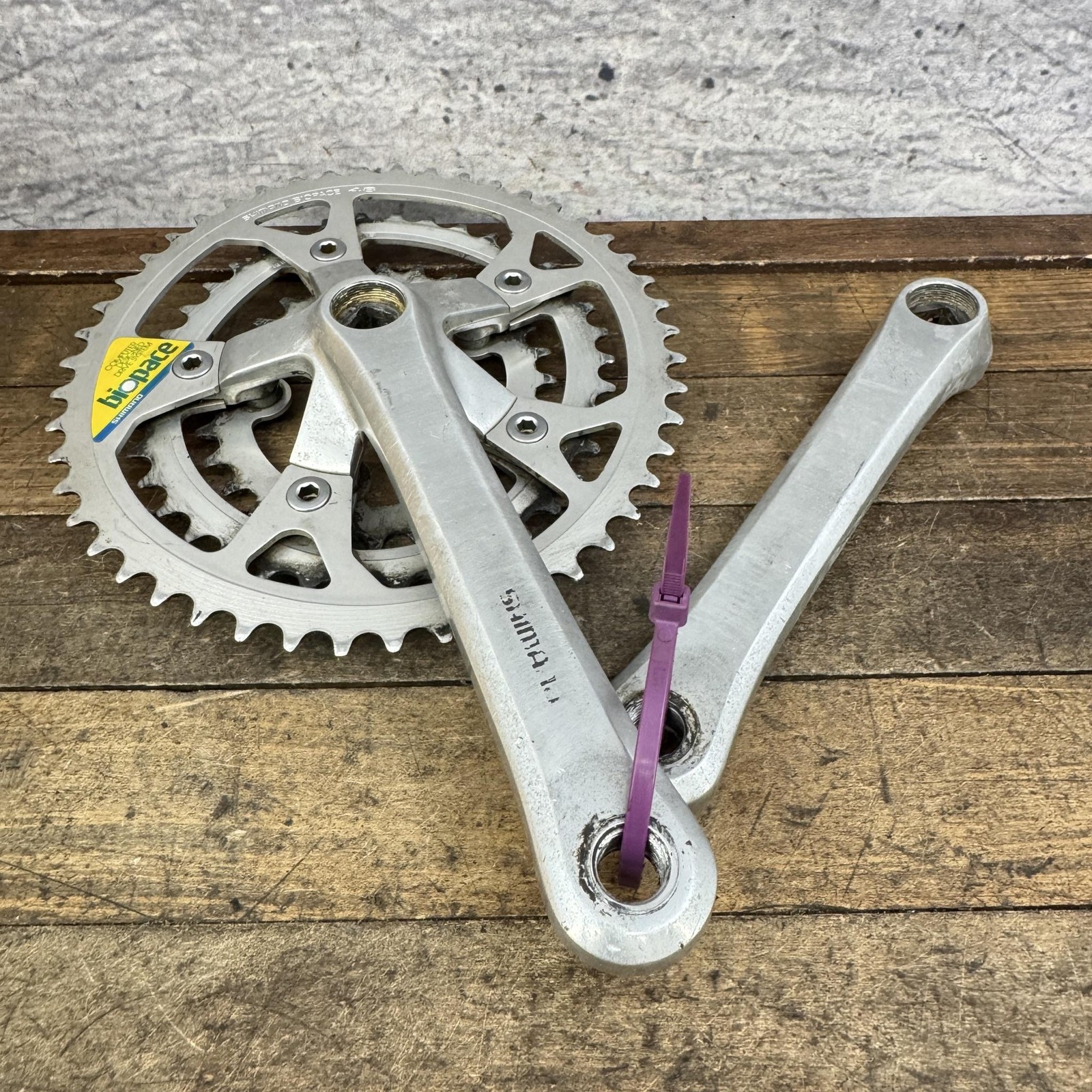 Vintage Shimano FC-B124 Crankset 175mm 110 BCD Biopace Triple Chainring MTB ATB