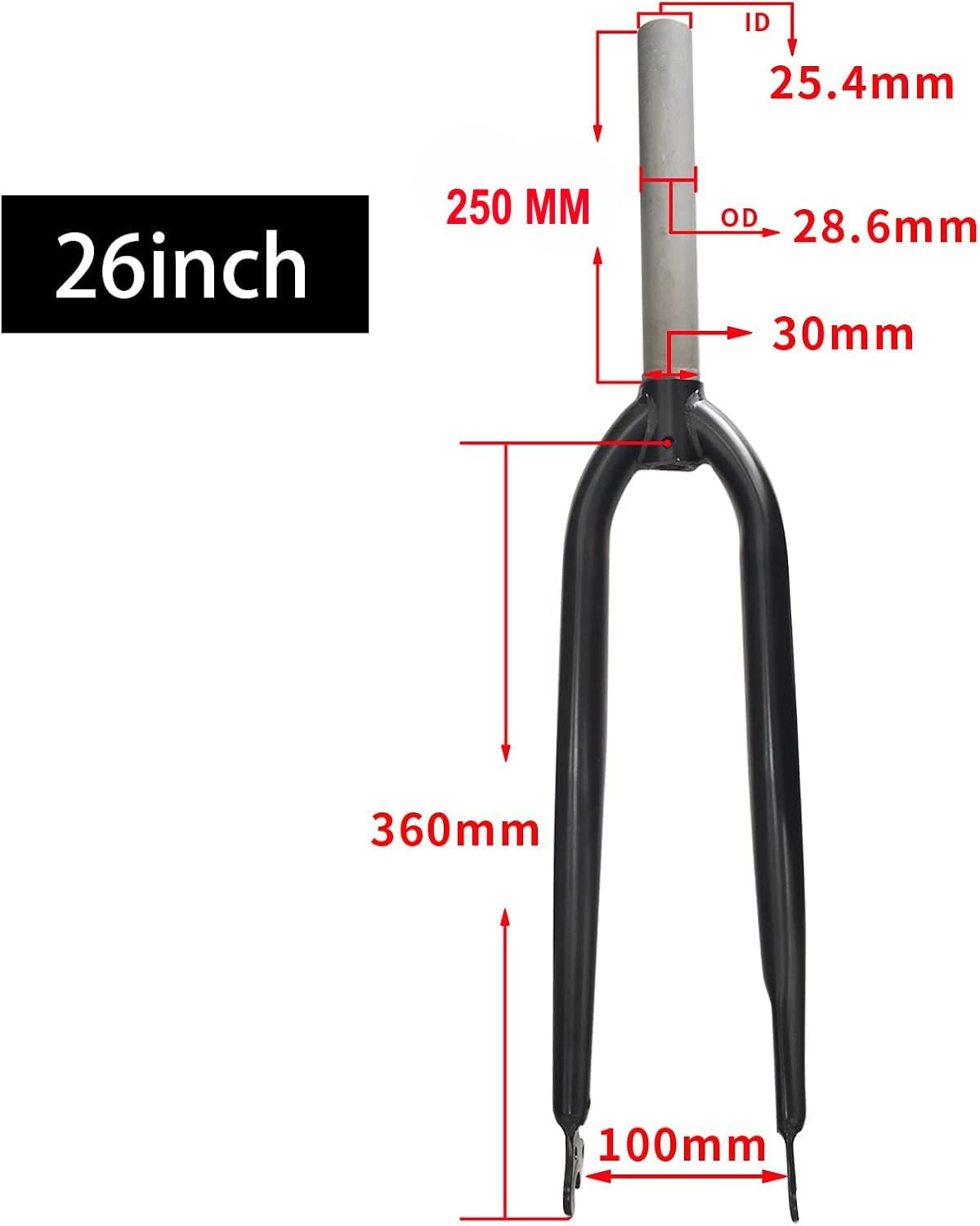 26 inch 1-1/8″ Threadless Fork Fixed Bicycle& Headset-MTB Road Cruiser Bike Fork