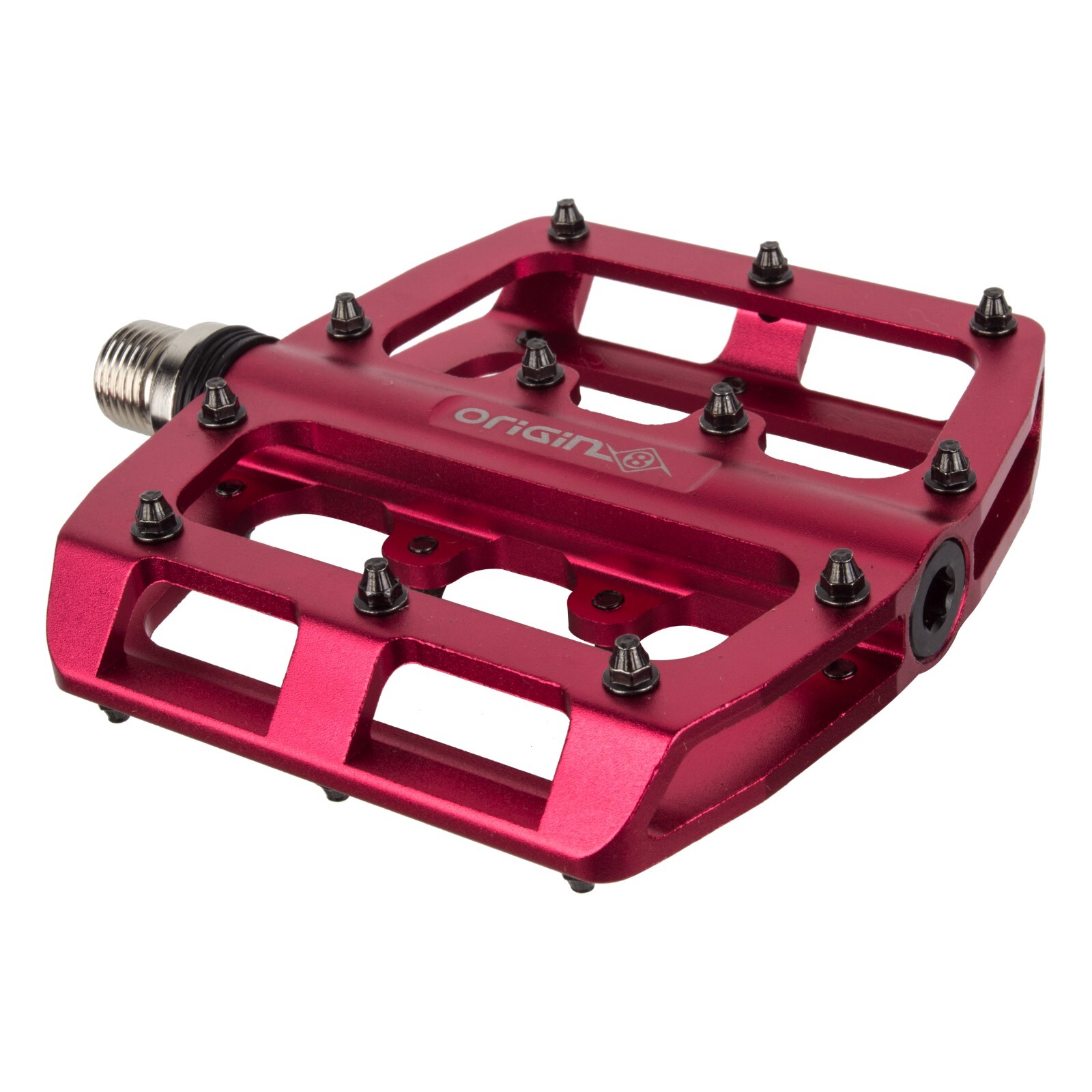 Origin8 Rascal CNC Machined Alloy Flat Platform Pedals Red 9/16 410143