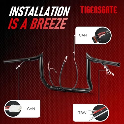 PRE-WIRED 16″ Meathook Monkey Bar 1 1/4″ Ape Hangers Handlebars 16 inch Black