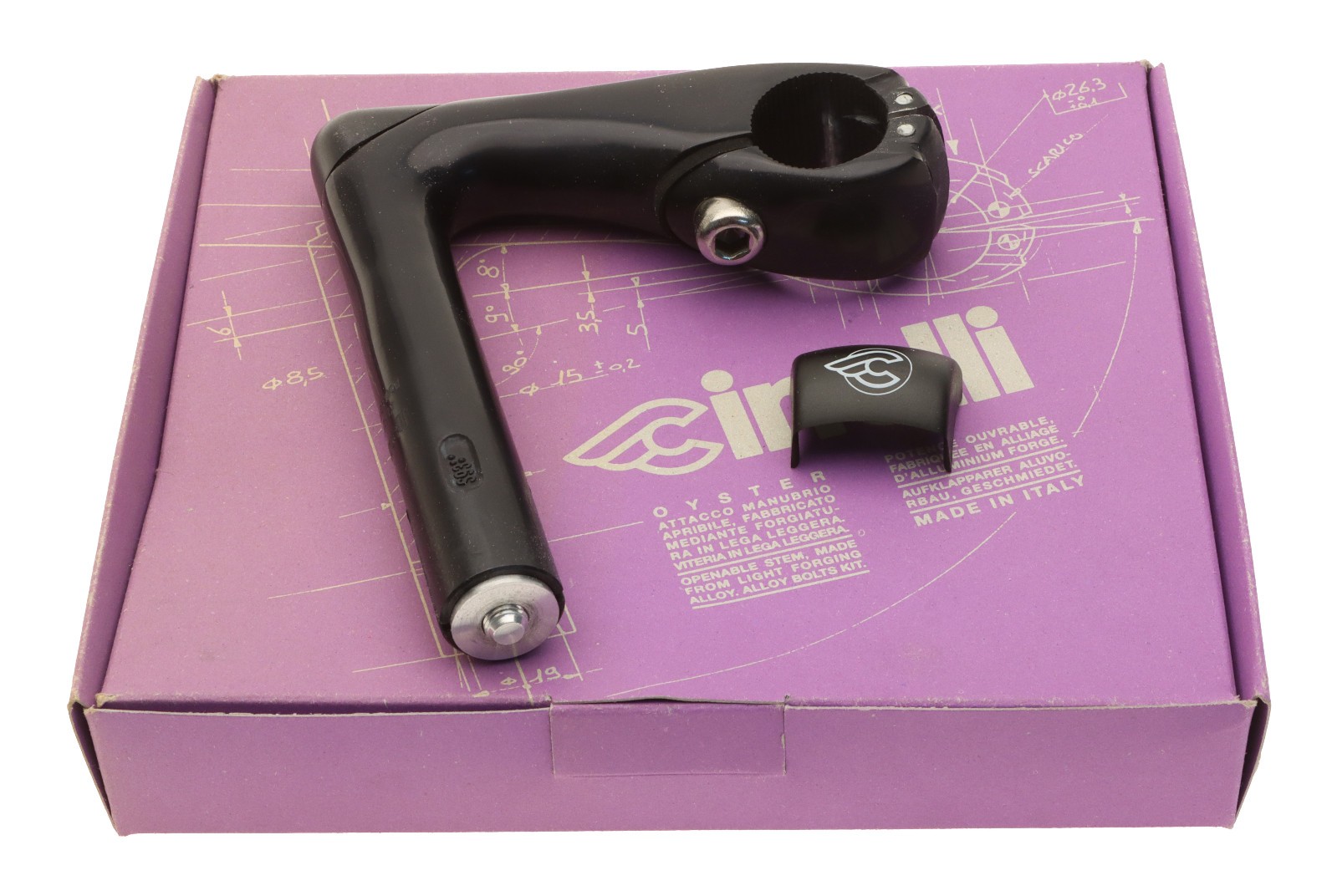 Cinelli 1″ Oyster 22.2mm Quill Stem 90mm 26.4mm Clamp Black -17° NEW NIB NOS