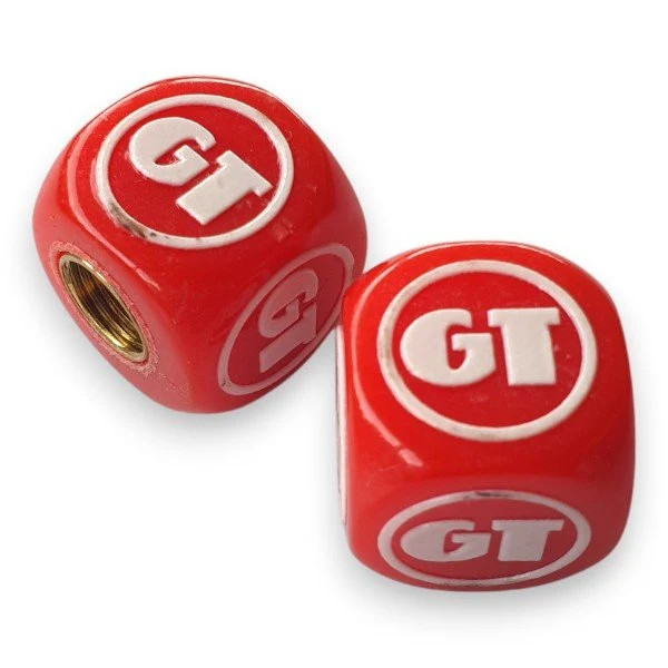 GT BMX – One color Dice Tire Valve Caps (Pair) – Red