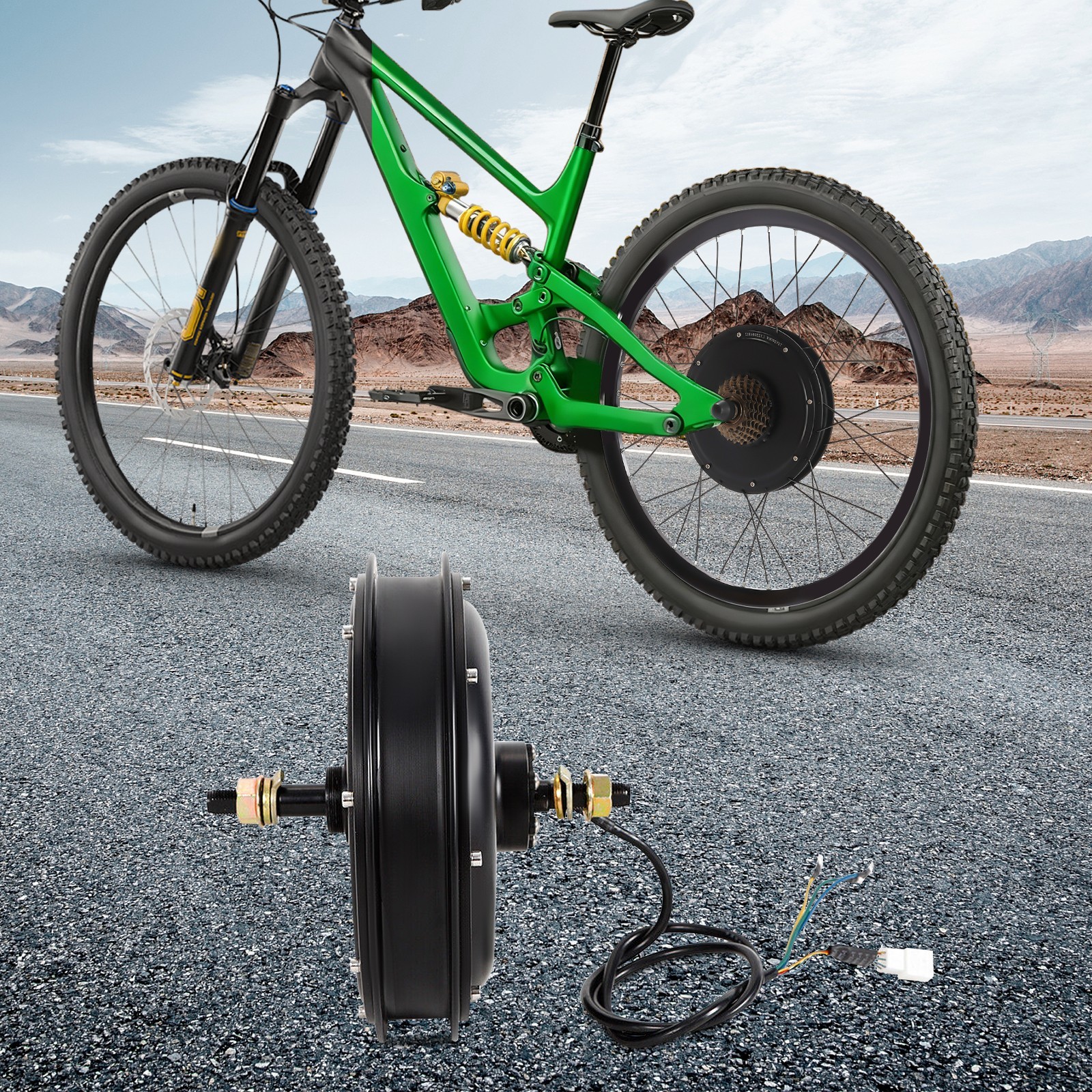 1500W E-Bike Conversion Kit 48V Fat Ebike Hub Motor Hub Rear Wheel Motor 55N.m~