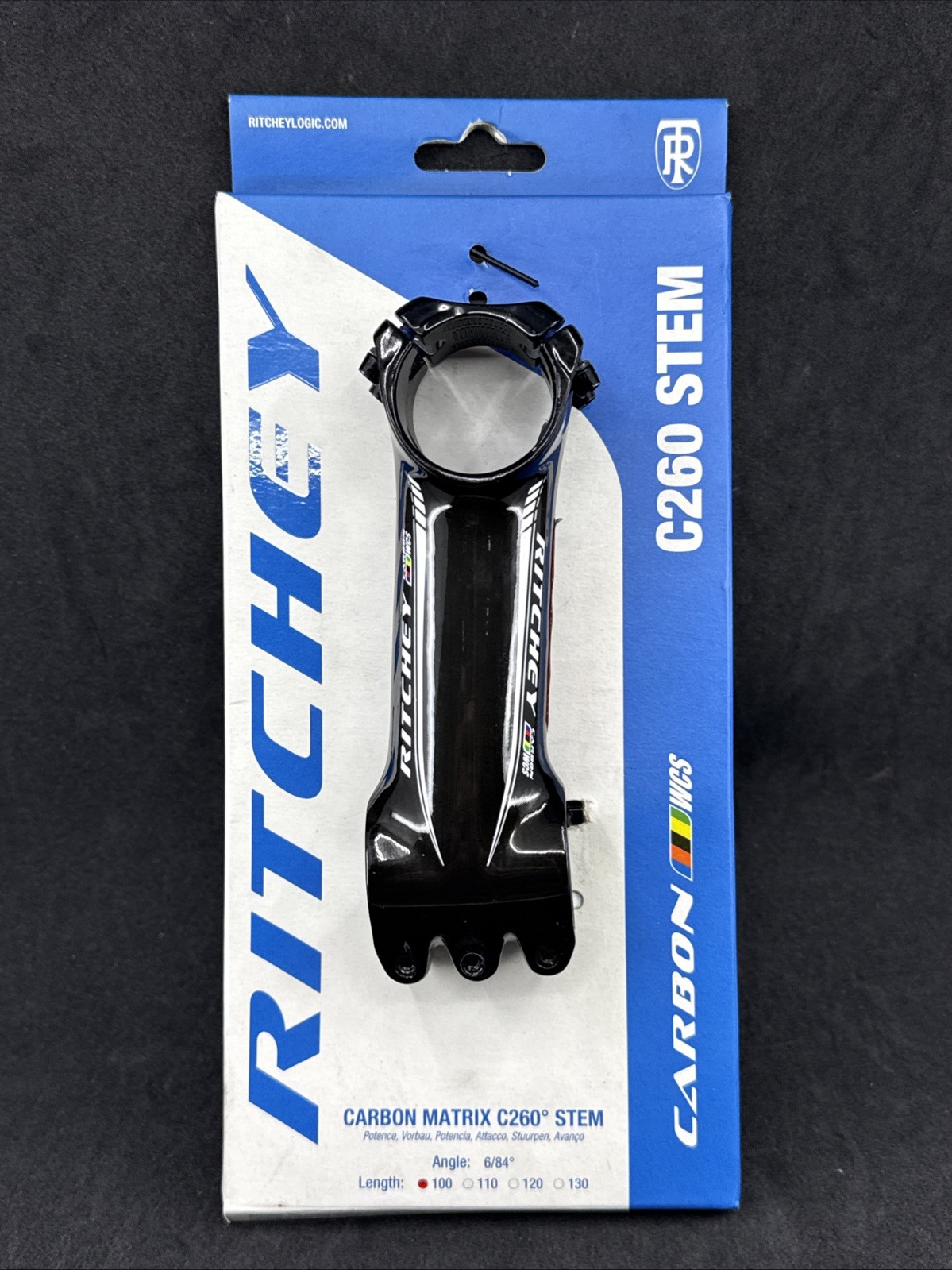 NOS Ritchey Carbon WCS C260 Stem 100mm +/- 6° 31.8mm 1-1/8″ NEW ON CARD