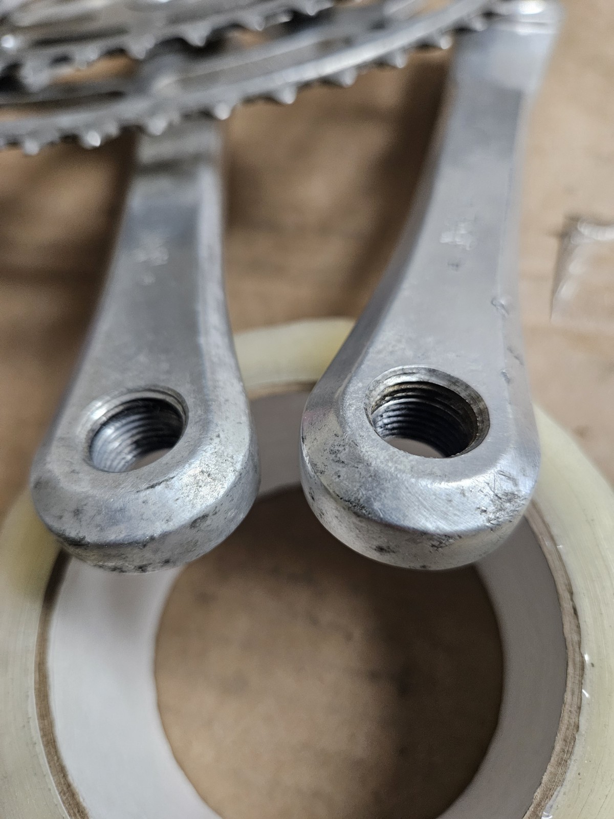 1980 Takagi Tourney Crankset, double 52/40T, 170mm, 130 BCD, square taper, used