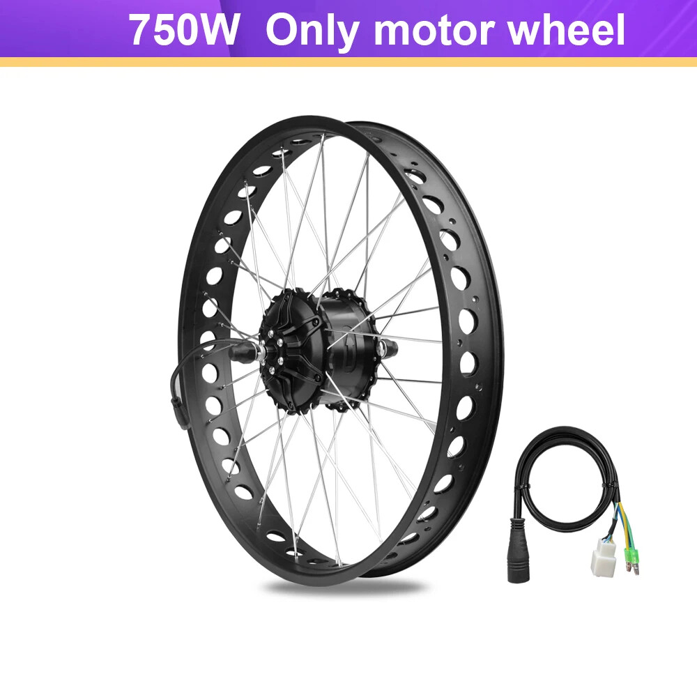 48V 750W E-Bike Conversion Kit 20 24 26er*4.0Tyre Rear Hub Motor Drive 40-50km/h