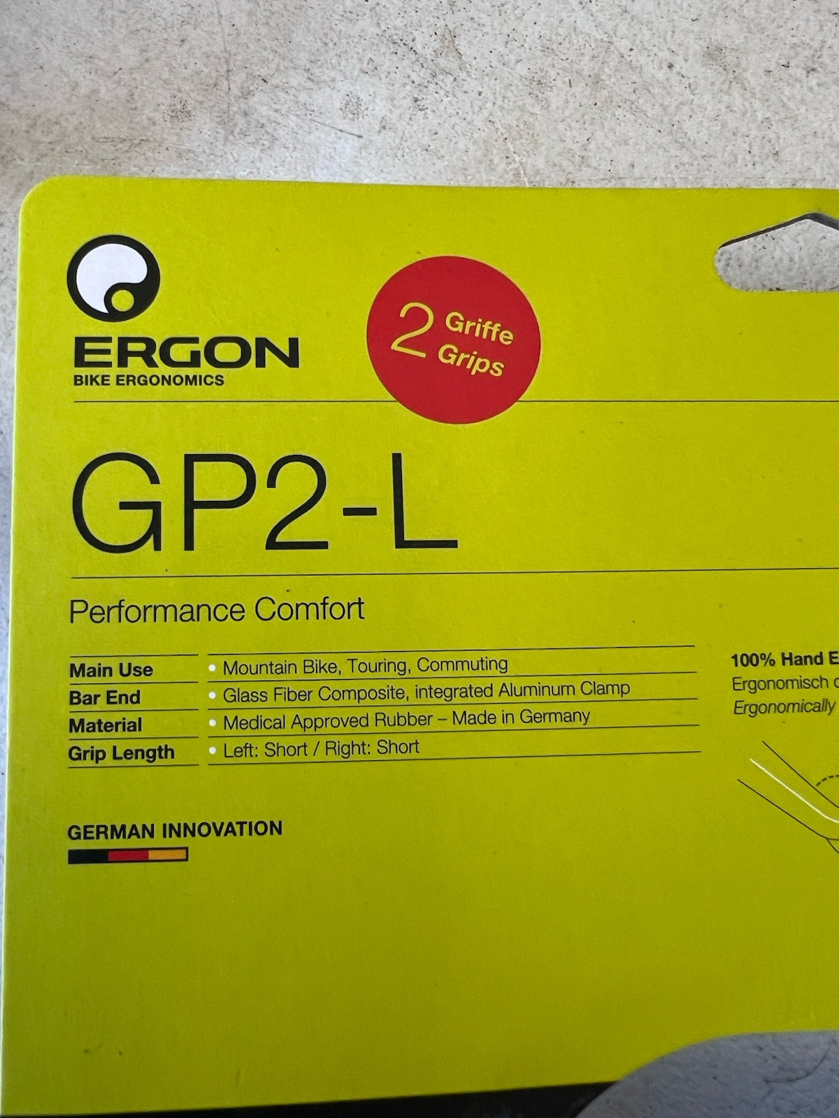 ERGON GP2-L Ergonomic Grips w/ Bar End Mountain Hybrid Comfort Trekking Large
