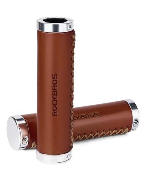 Leather Bike Handlebar Grips for 22.2mm Vintage Mountain Bike Folding Bicycle