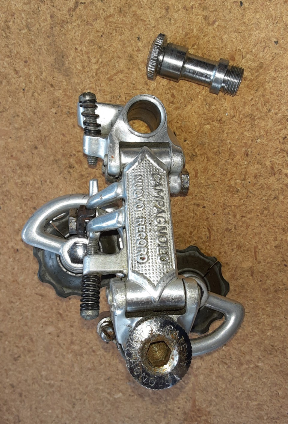Used Vintage Campagnolo Nuovo Record Rear Derailleur, Pat. 1972 with bolt