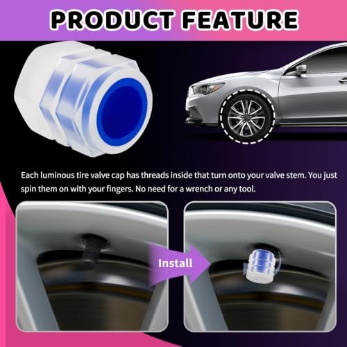 20PCS 5-Color Glow in The Dark Tire Valve Caps,Essential Glow in The Dark