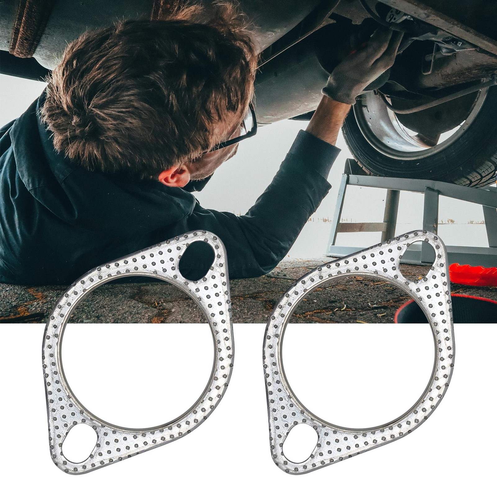 YGQ 2.75 Inch 70mm Exhaust Gasket 2 Bolt for Muffler Flange Manifold in