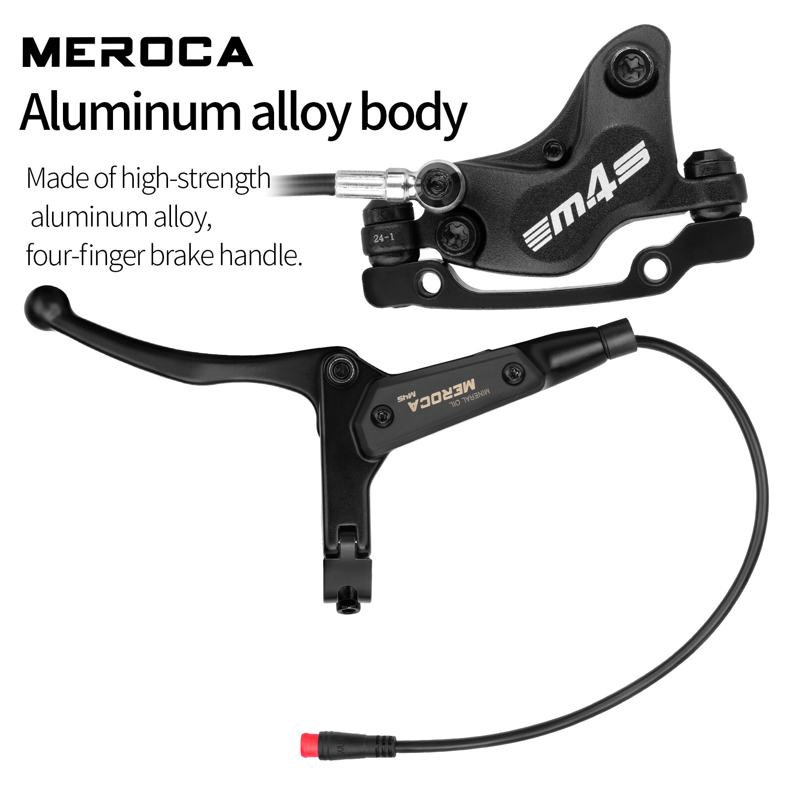 MEROCA E-Bike Hydraulic Disc Brake Set 4-Piston Front/Rear 950/1850mm with Rotor