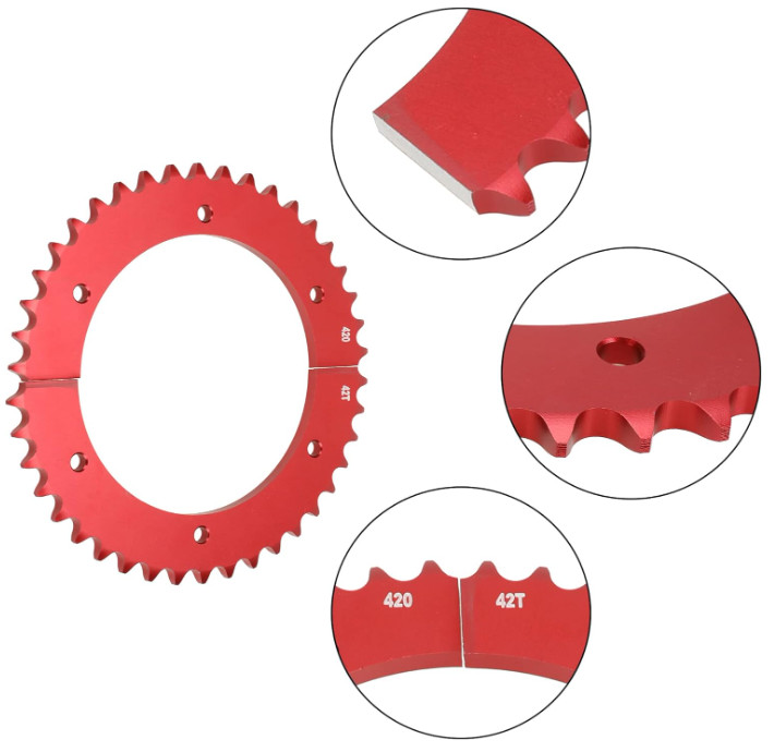 Universal Split Sprocket 420 Chain 42 Tooth Rear Drive Wheel Aluminum Sprocke…