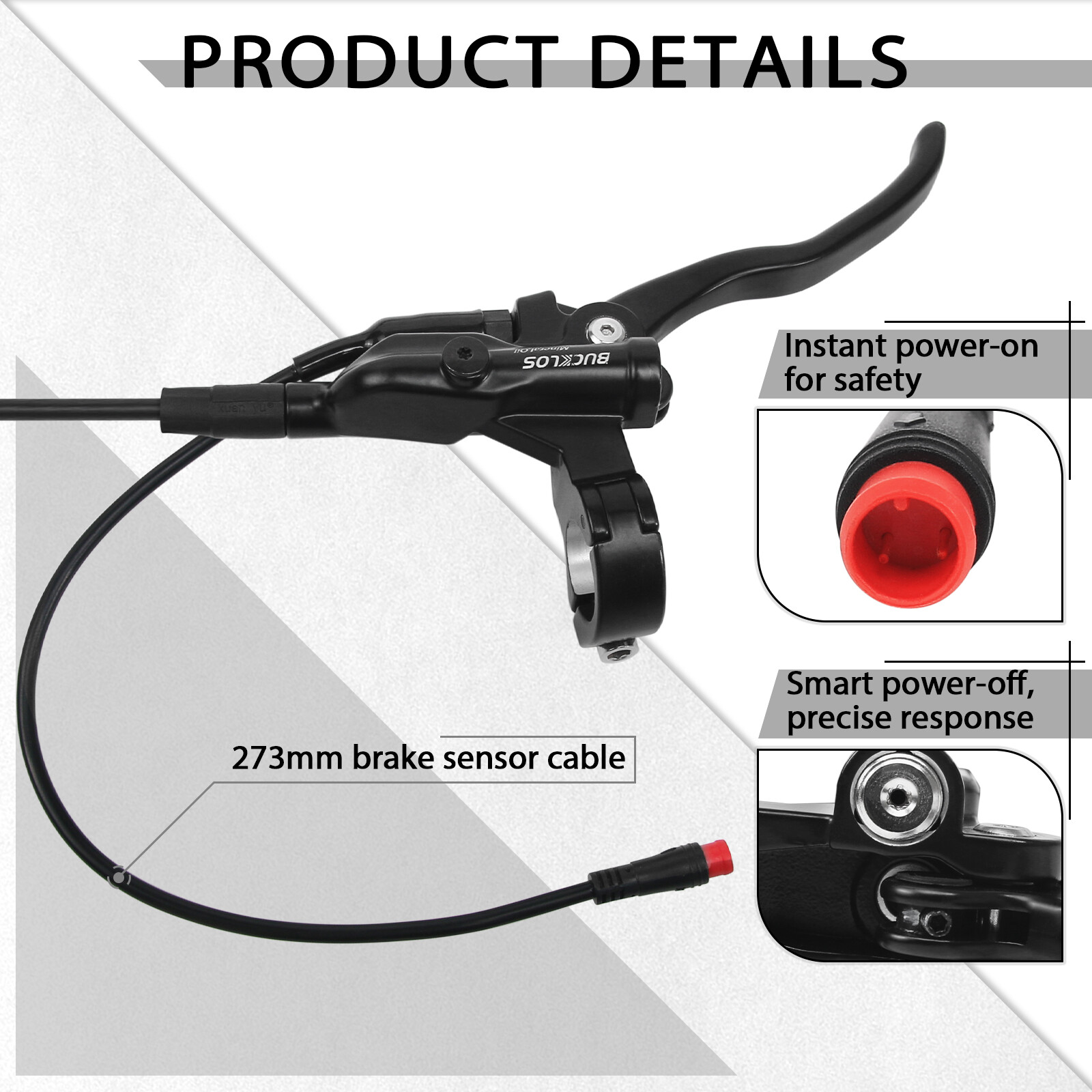 BUCKLOS HD-E635 Hydraulic Brake Front&Rear 1100mm/1800mm E-Bike 2pc 160mm Rotor