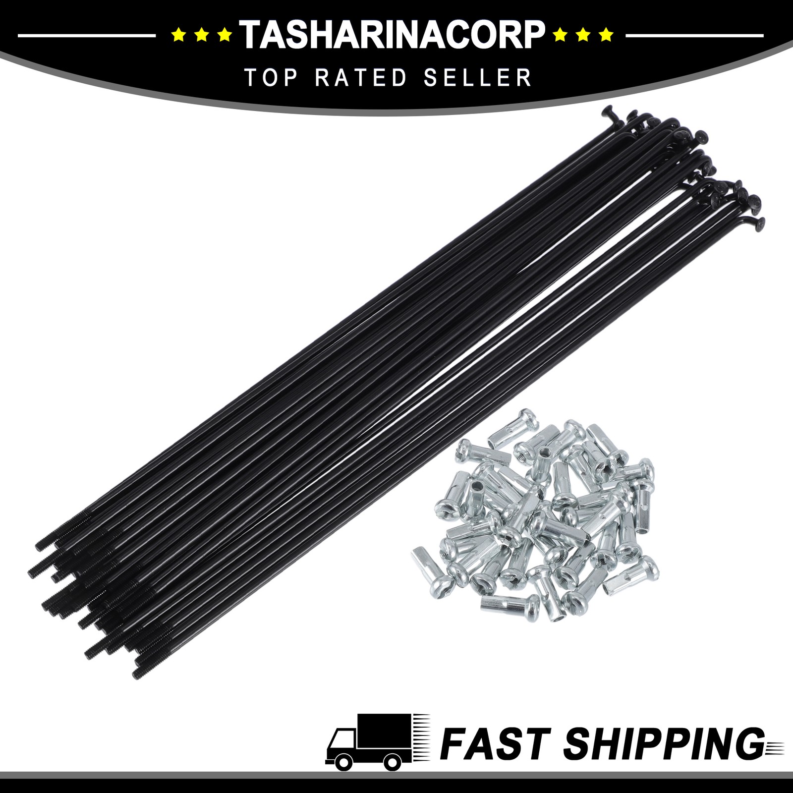 1Set 13G 209mm Length Bicycle Spokes Nipple 45 Steel Black Universal