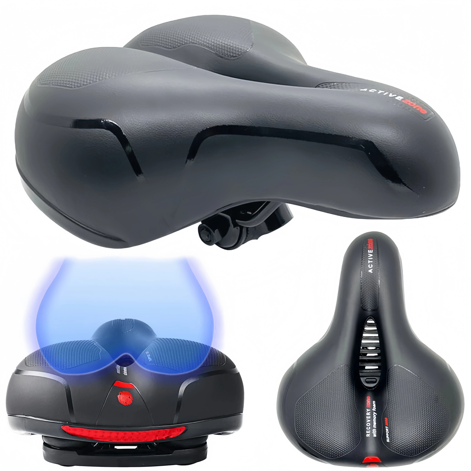 Black Wide Big Bum Bike Bicycle Saddle Seat Gel Cushion Sporty Soft Comfort Pad
