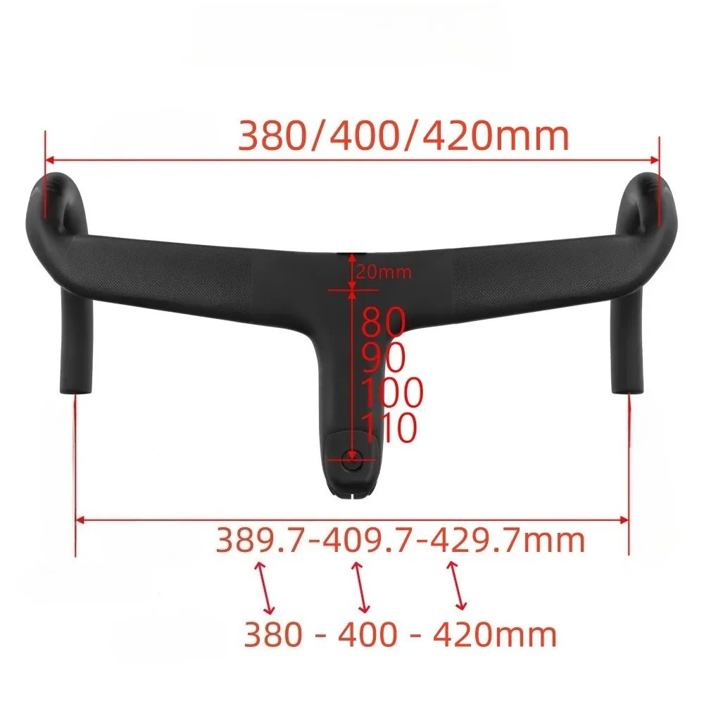 Road bicycle Carbon Bent Bar Internal Cable Routing 127mm Drop 75mm With Spacer