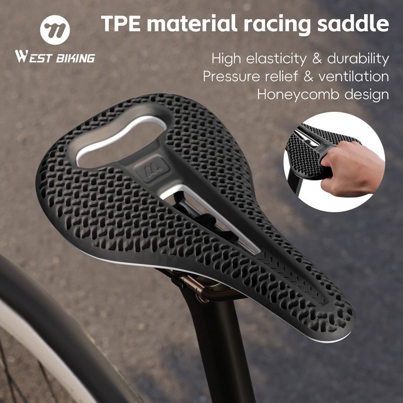 WEST BIKING Bicycle Saddle 3D Printed Honeycomb Cycling Road Bike Seat Cushion