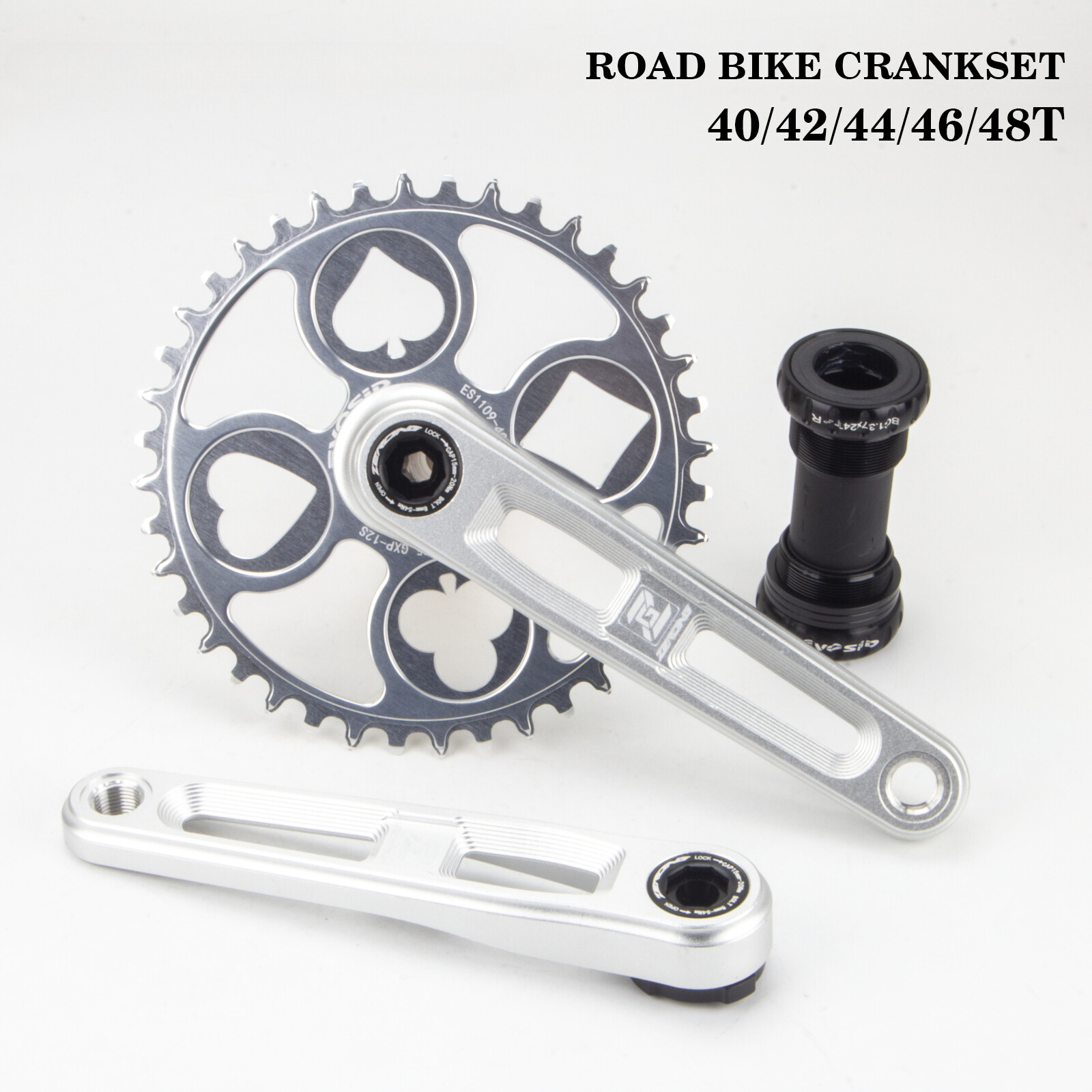Road Bike Crankset 165mm 170mm Bicycle Crank Arm with 40 42 44 46 48T Chainring