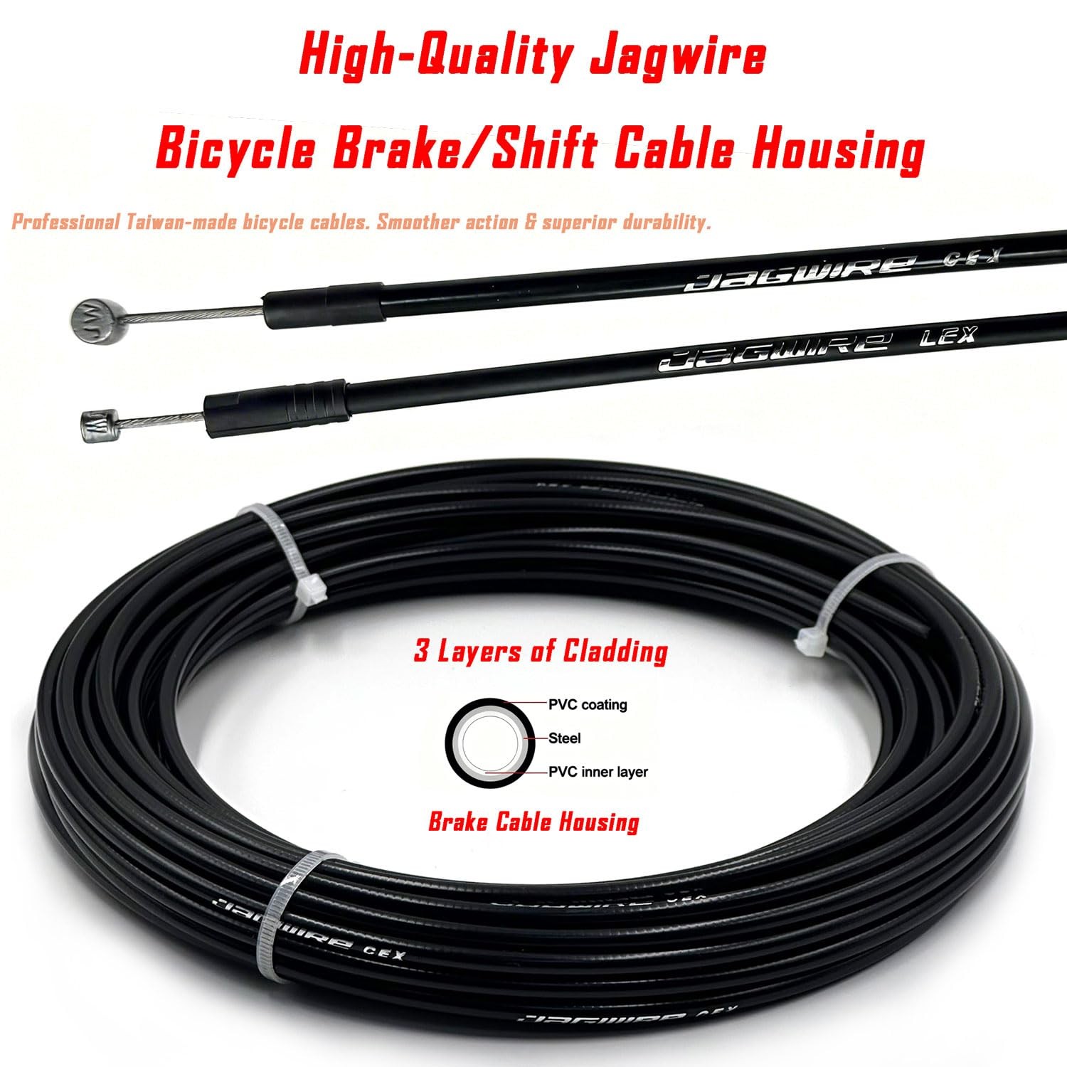 Bicycle Brake Cable Housing And Bike Shift Cable Kit Wire Ferrules Set