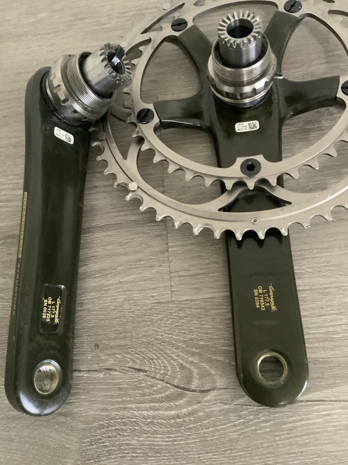 CAMPAGNOLO RECORD CRANKSET DOUBLE 53-39 TOOTH 177.5 MM ARMS 10 OR 9 SPEED W/ BB