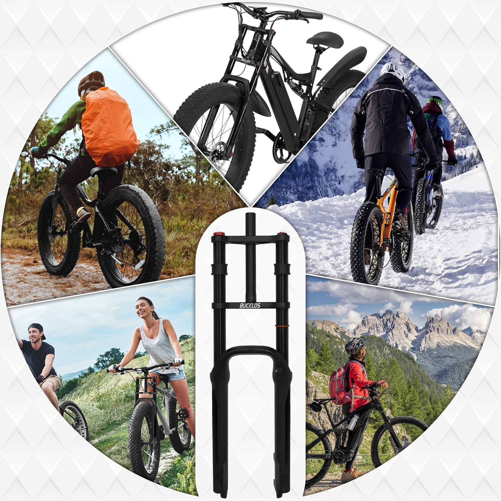 26″x4.0″ Electric/Fat/Mountain Bikes Fork Dual Crown Air Spring Suspension Forks