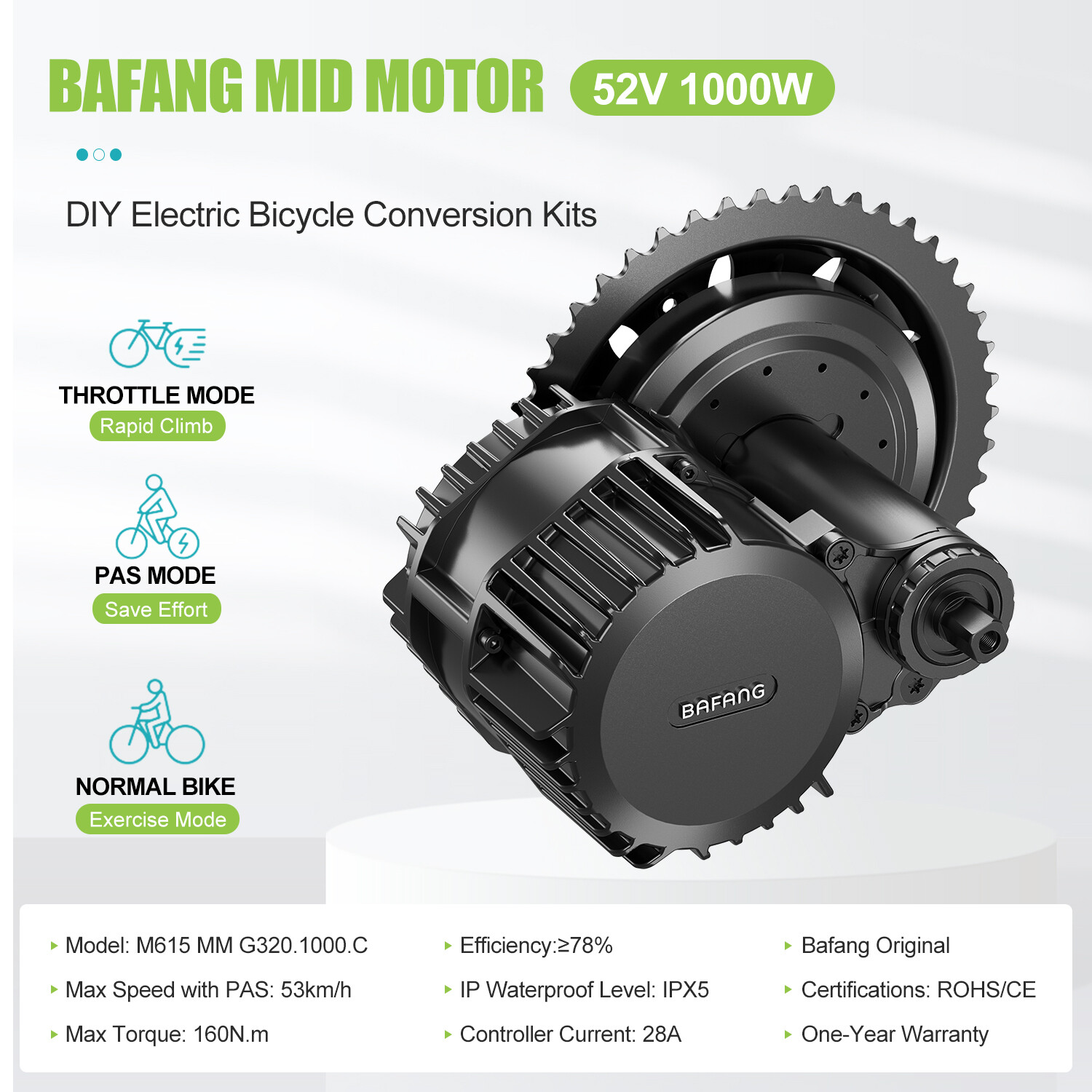 Bafang 52V1000W 68-73MM BBS-HD 46T Mid Drive Motor Ebike Conversion Kits
