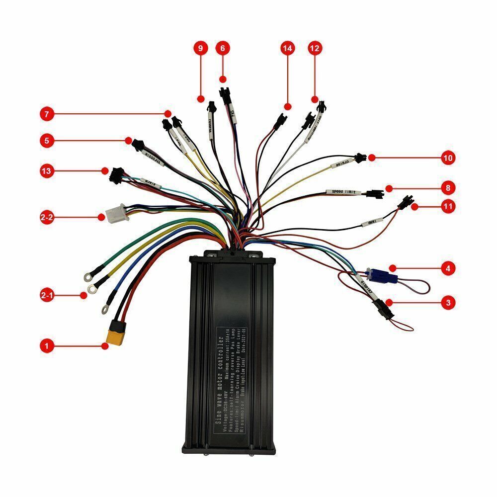 36V 48V 52V 1500W 35A Sine Wave 3-mode E-bike Controller for Electric Bicycle US