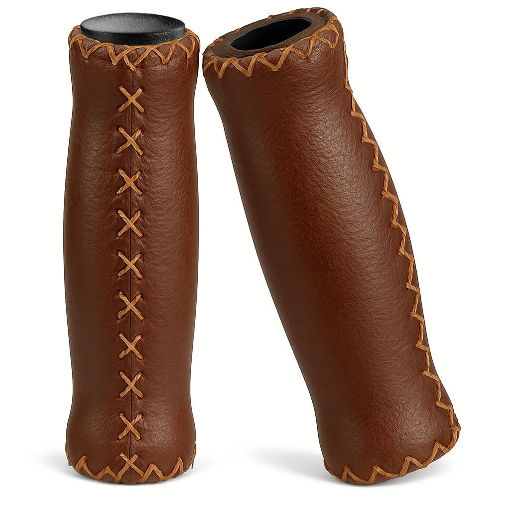 CyclingDeal Mountain Bike Grips – MTB L 12.5cm / 4.9″ x W 3.5cm / 1.4″, Brown
