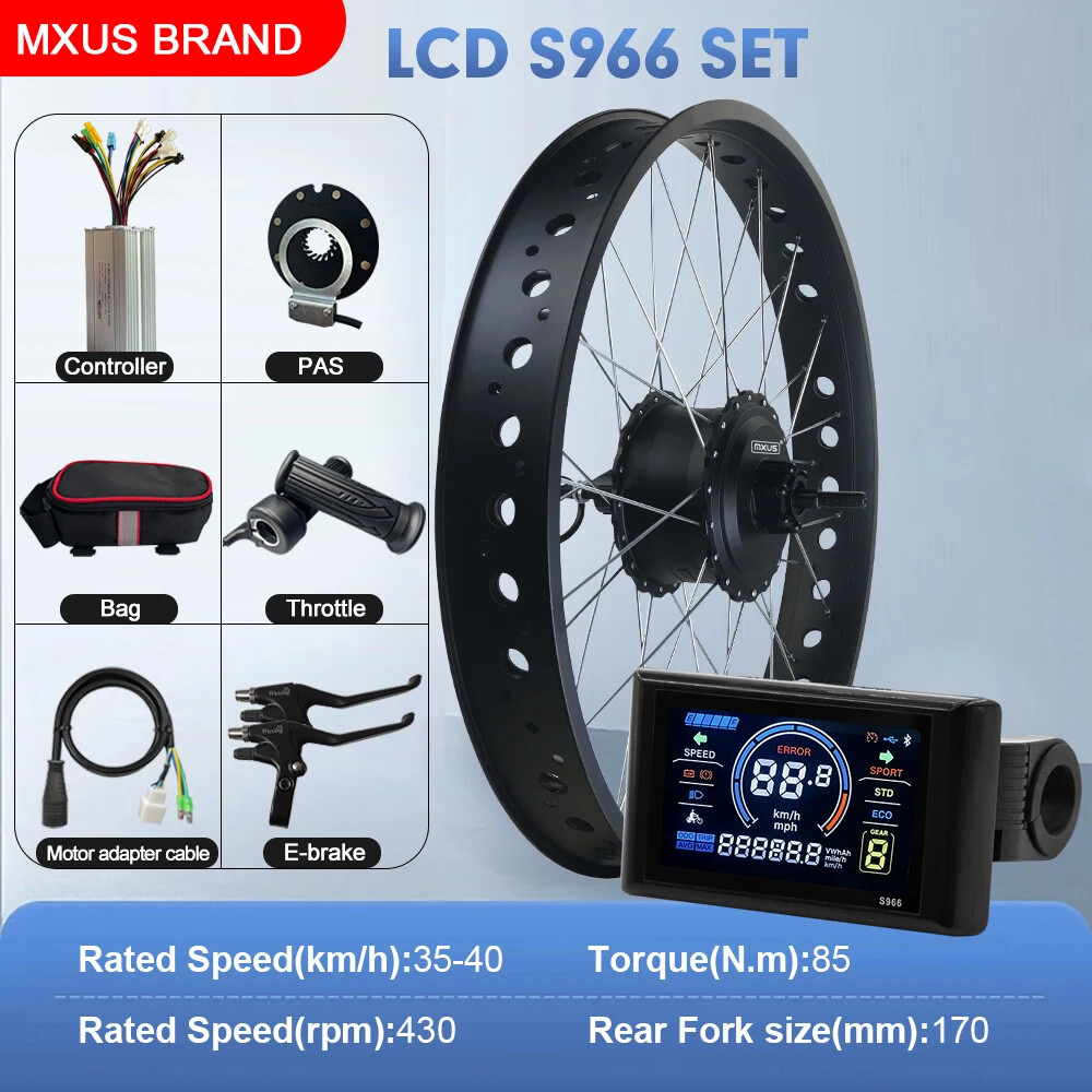 20 24 26in Snow E-bicycle Conversion Kit 48V 750W Fat Tire Rear Rotate Hub Motor